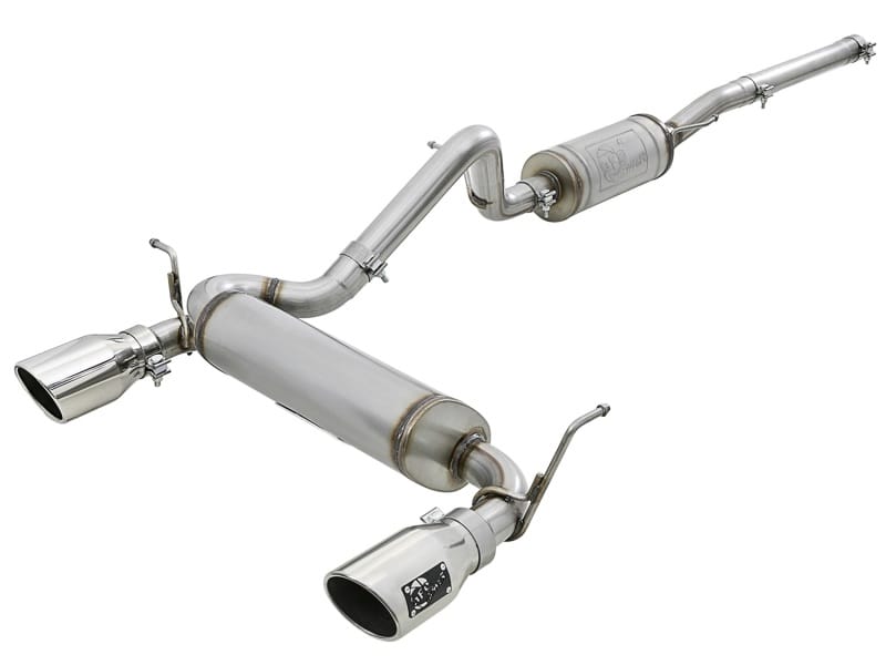 aFe — Rebel Series 2-1/2 IN 409 Stainless Steel Cat-Back Exhaust w/ Polished Tips