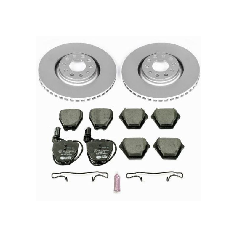 PowerStop — Genuine Geomet Coated Rotors, ECE-R90 Brake Pads + Hardware Kit