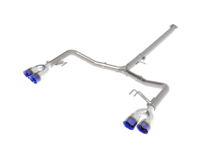 aFe — Takeda 3 IN to 2-1/2 IN 304 Stainless Steel Axle-Back Exhaust w/ Blue Flame Ti
