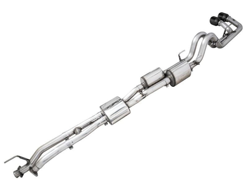 AWE Tuning — AWE 0FG Exhaust w/ BashGuard for 3rd Gen Tacoma - Dual Diamond Black Tips