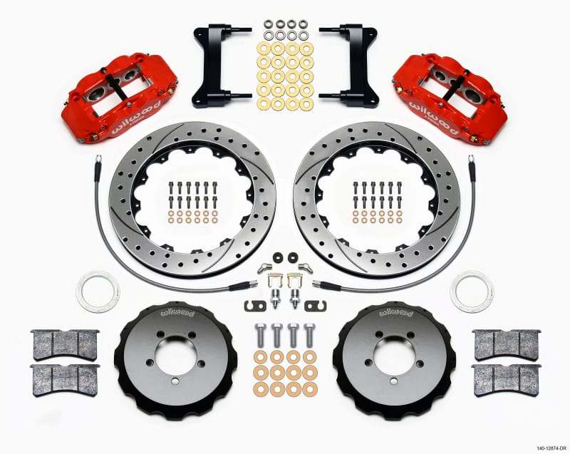 Wilwood — KIT,FRONT,SUBARU WRX 99-17,FNSL6R 13.06x1.25,REAR MT,DRILLED,RED,W/LINES