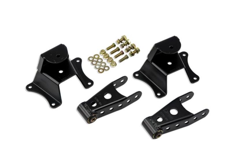Belltech — 4" Drop Leaf Spring Shackle & Hanger Kit (Front Hanger/Rear Shackle)
SHACKLE & HANGER KIT | 4 INCH DROP - 6800