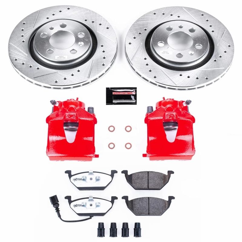 PowerStop — Z26 Street Performance Ceramic Brake Pad, Drilled Slotted Rotor, and Caliper Kit