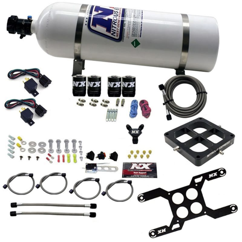 Nitrous Express — Nitrous Express Dry Quad Stage Billet Crossbar Plate System 100-2000hp (4500 Flange) w/15lb Bottle
Injection System Kit