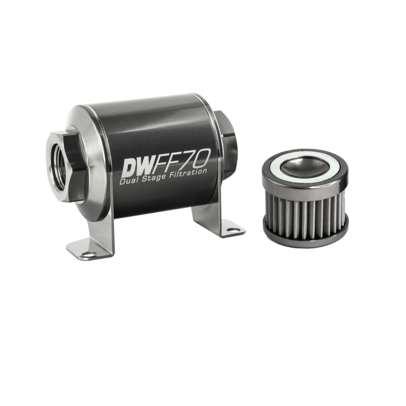 DeatschWerks — 10AN Female, 40 micron, 70mm In-line fuel filter kit
in-line fuel filter and housing kit
