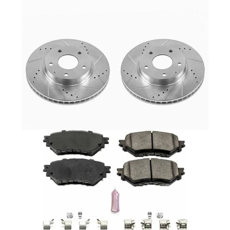 PowerStop — Z23 Daily Driver Carbon-Fiber Ceramic Brake Pad and Drilled & Slotted Rotor Kit
