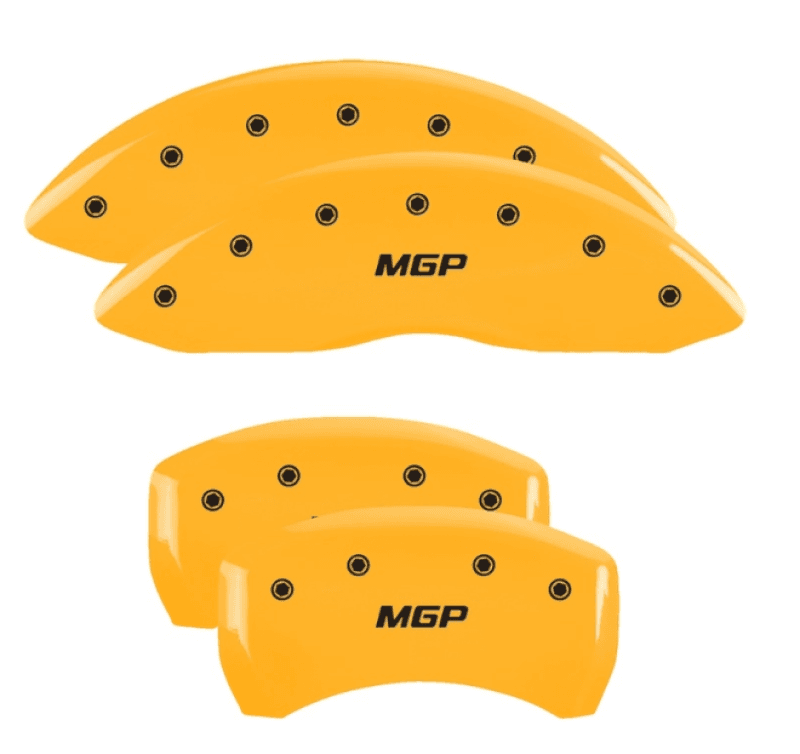 MGP — Set of 4 caliper covers, Engraved Front and Rear: MGP, Yellow powder coat finish