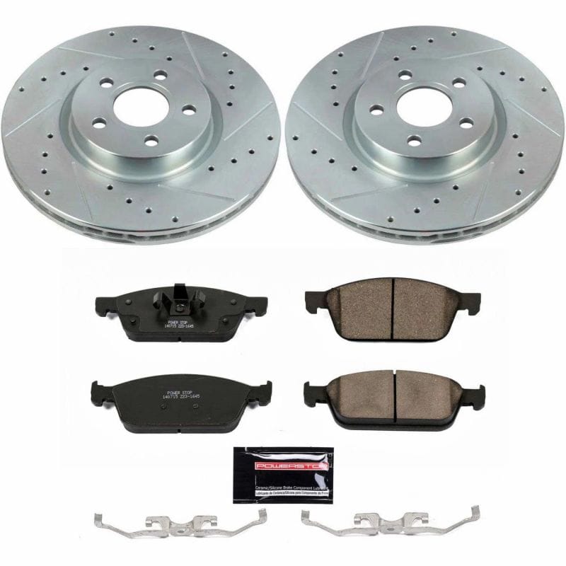 PowerStop — Z23 Daily Driver Carbon-Fiber Ceramic Brake Pad and Drilled & Slotted Rotor Kit