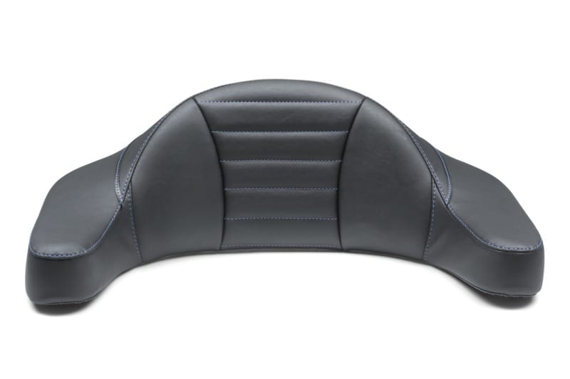 Mustang Motorcycle — Mustang 93-13 HD FL Super Touring Extended Arm Wrap-Around Backrest Deluxe - Black w/Blue Stitching