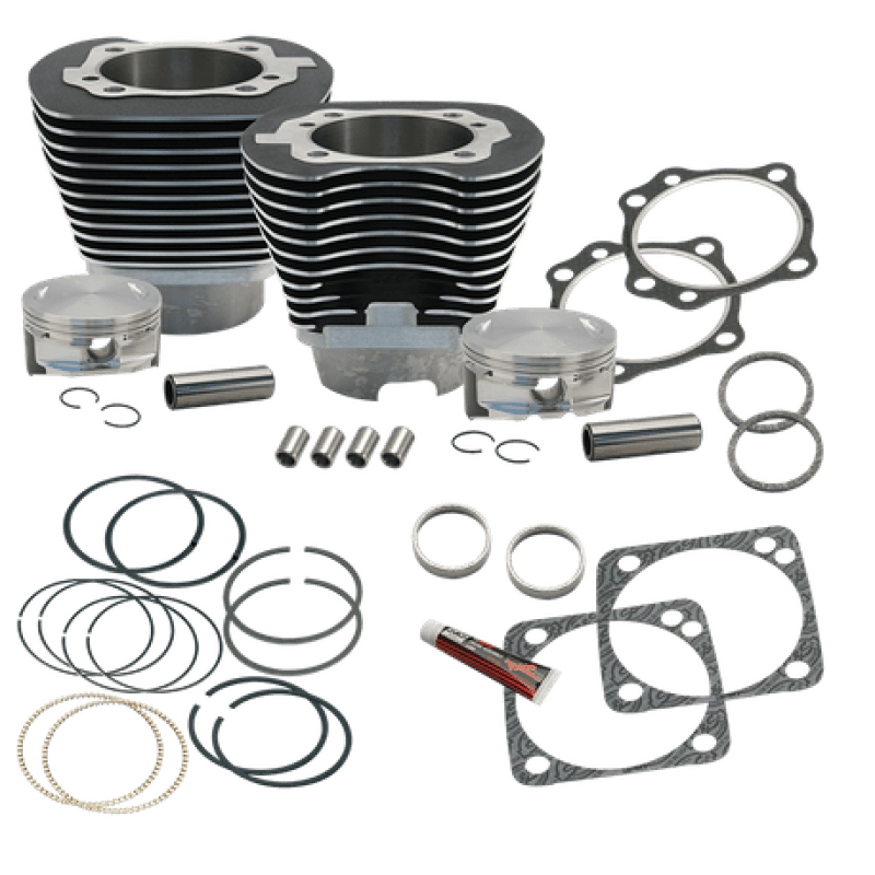 S&S Cycle — S&S Cycle 99-06 BT 4 1/8in Bore Cylinder & Pistons Kit For Early Production S&S T117 Engine - WBlack