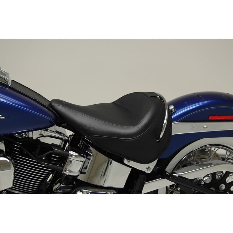 Mustang Motorcycle — Mustang 05-17 Harley Deluxe(w/ Standard Rack) Wide Touring Solo Seat w/Driver Backrest - Black
