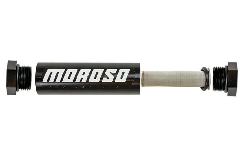 Moroso — Moroso In-Line Fuel Filter - 5-1/8in - 3/8in NPT - 40 Micron SS Filter - Aluminum