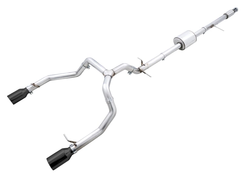 AWE Tuning — AWE 0FG Split Rear Exit for 4th Gen Silverado/Sierra 1500 5.3L (Flat Bumper)
