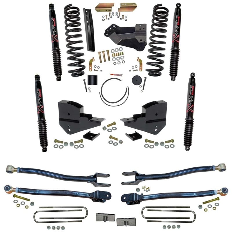 Skyjacker — 4 in. Suspension Lift Kit with 4-Link Conversion and Black MAX Shocks.