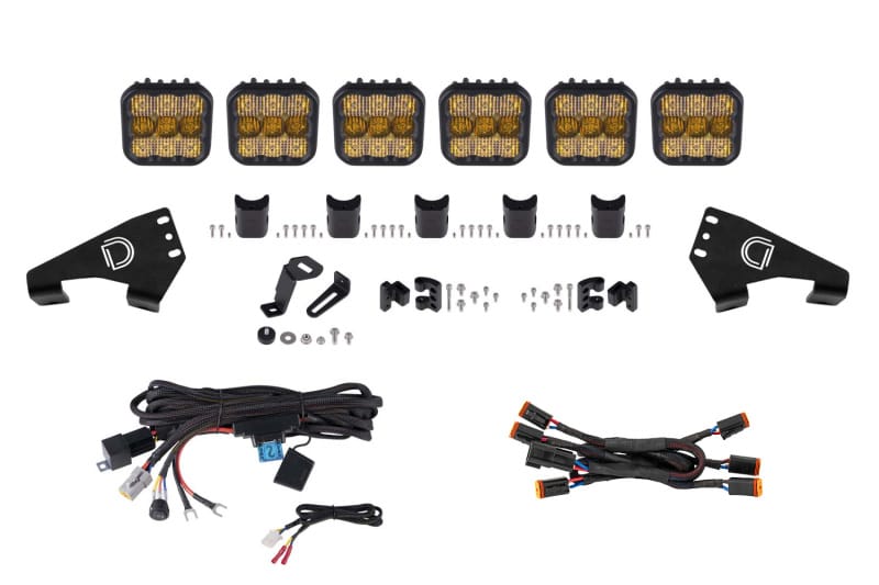 Diode Dynamics — Diode Dynamics 20-Present Polaris RZR SS5 Pro CrossLink Roof - Yellow Combo Lightbar Kit