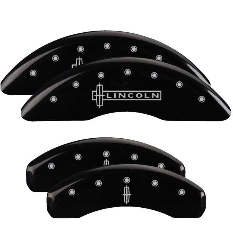 MGP — Set of 4 caliper covers, Engraved Front: Lincoln - Engraved Rear: Star logo, Bla