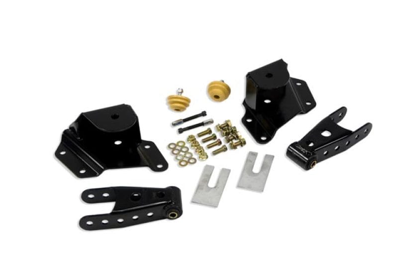 Belltech — 4" Drop Leaf Spring Shackle & Hanger Kit (Front Hanger/Rear Shackle)
SHACKLE & HANGER KIT | 4 INCH DROP - 6512