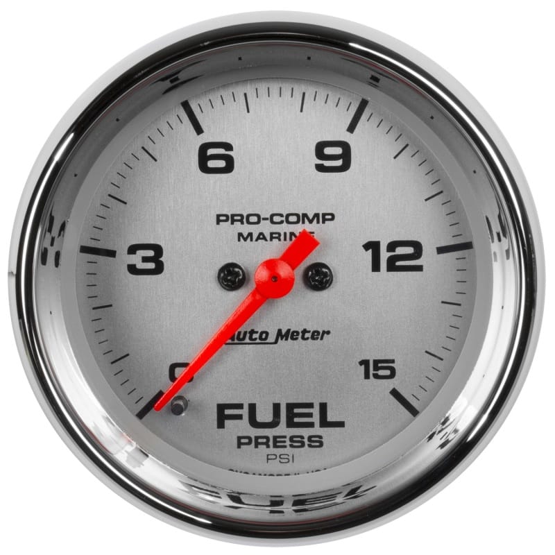 AutoMeter — GAUGE, FUEL PRESSURE, 2 1/16", 15PSI, DIGITAL STEPPER MOTOR, MARINE CHROME