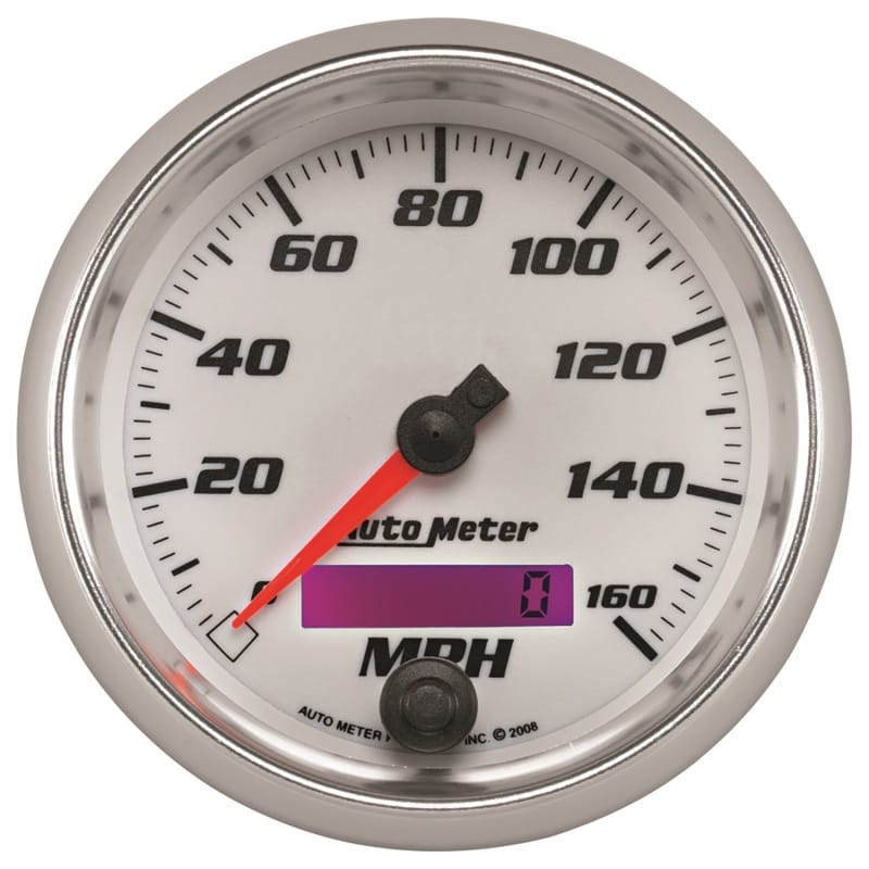 AutoMeter — GAUGE, SPEEDOMETER, 3 3/8", 160MPH, ELEC. PROGRAMMABLE, WHITE, PRO-CYCLE