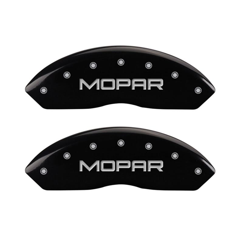 MGP — Set Of 2 Caliper Covers, Engraved Rear: MOPAR Black Powder Coat Finish