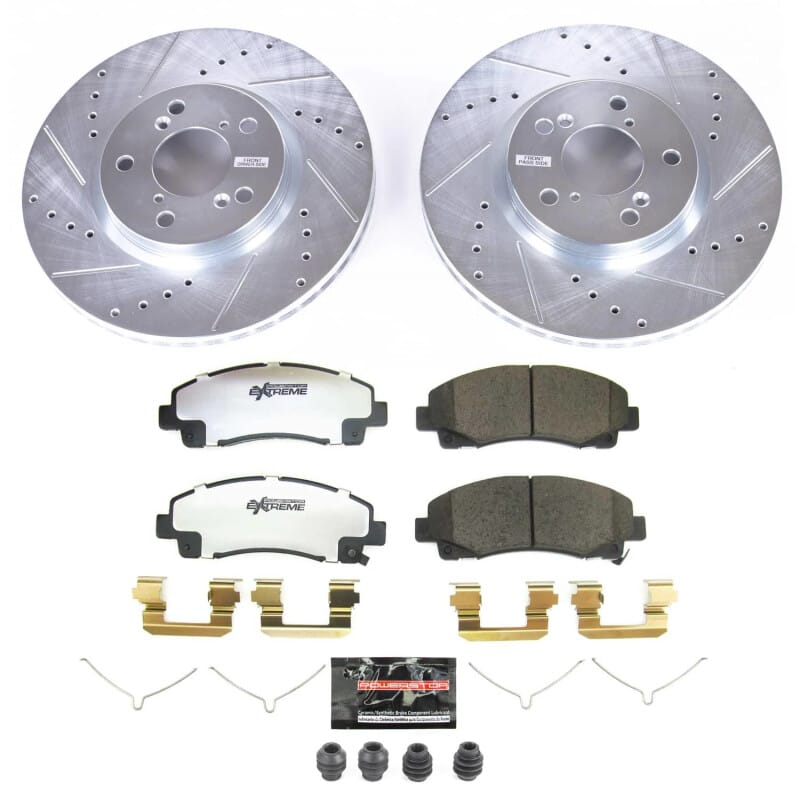 PowerStop — Z26 Street Performance Ceramic Brake Pad and Drilled & Slotted Rotor Kit