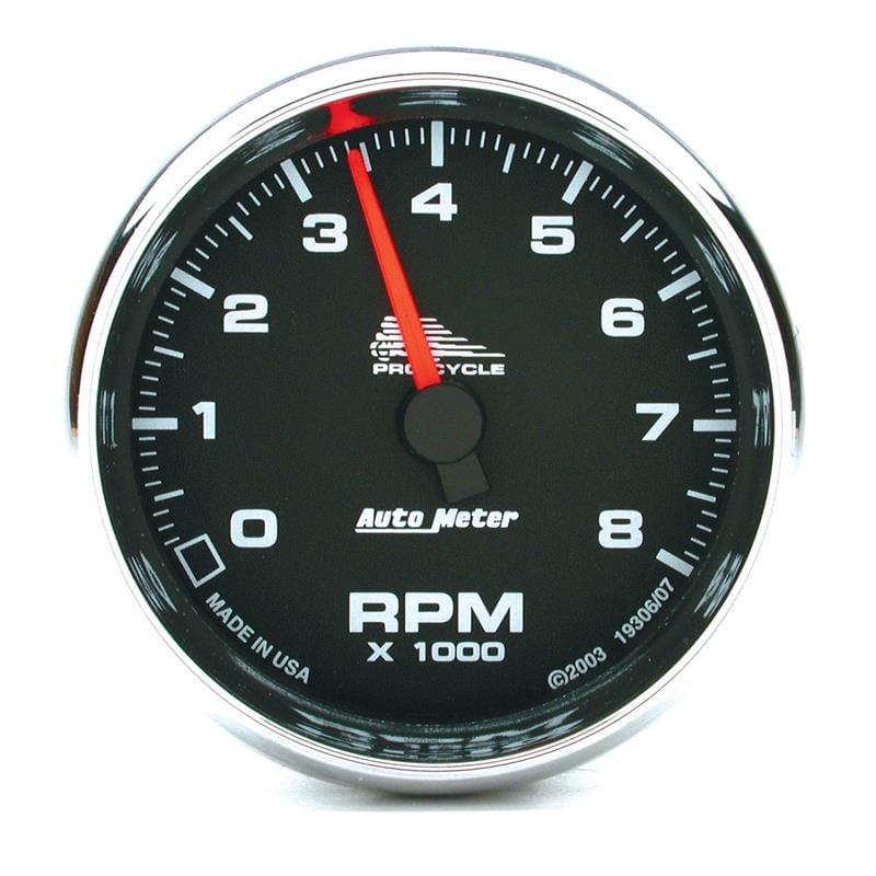 AutoMeter — GAUGE, TACH, 2 5/8", 8K RPM, 2&4 CYLINDER, BLACK, PRO-CYCLE
