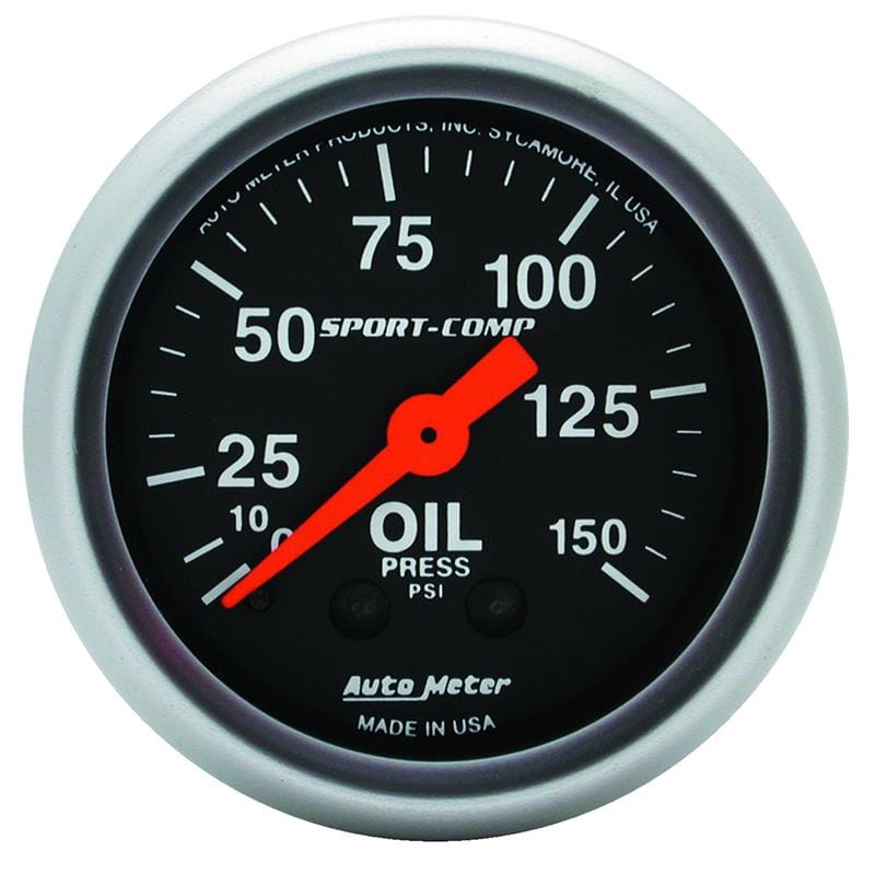 AutoMeter — Autometer Sport Comp 52mm Mechanical 0-150 PSI Oil Pressure Gauge
2" OIL PRESS, 0-150