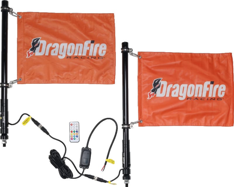DragonFire Racing — Spiral LED Lighted Whip, Black, 2 ft., Pair
