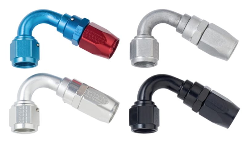 Fragola — Fragola -8AN x 120 Degree Power Flow Hose End - Blue/Red