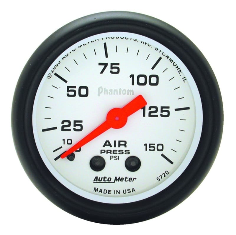 AutoMeter — Autometer Phantom 52mm 0-150 PSI Mechanical Air Pressure Gauge
2" AIR PRESS, 0-150