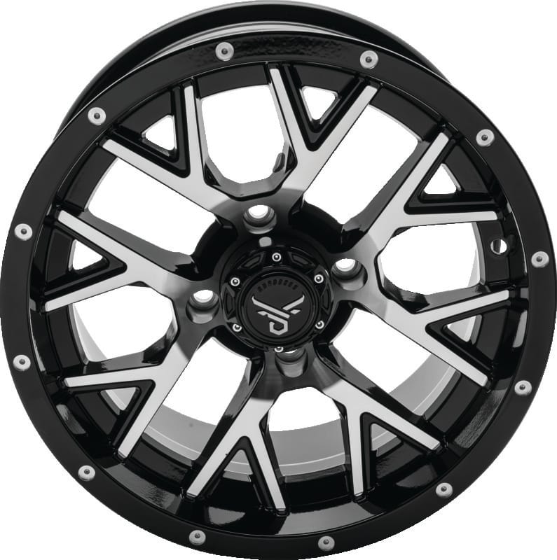 QuadBoss — Barbwire Wheel, 14x7, 5+2, 4/110 , Gloss Black/Machined