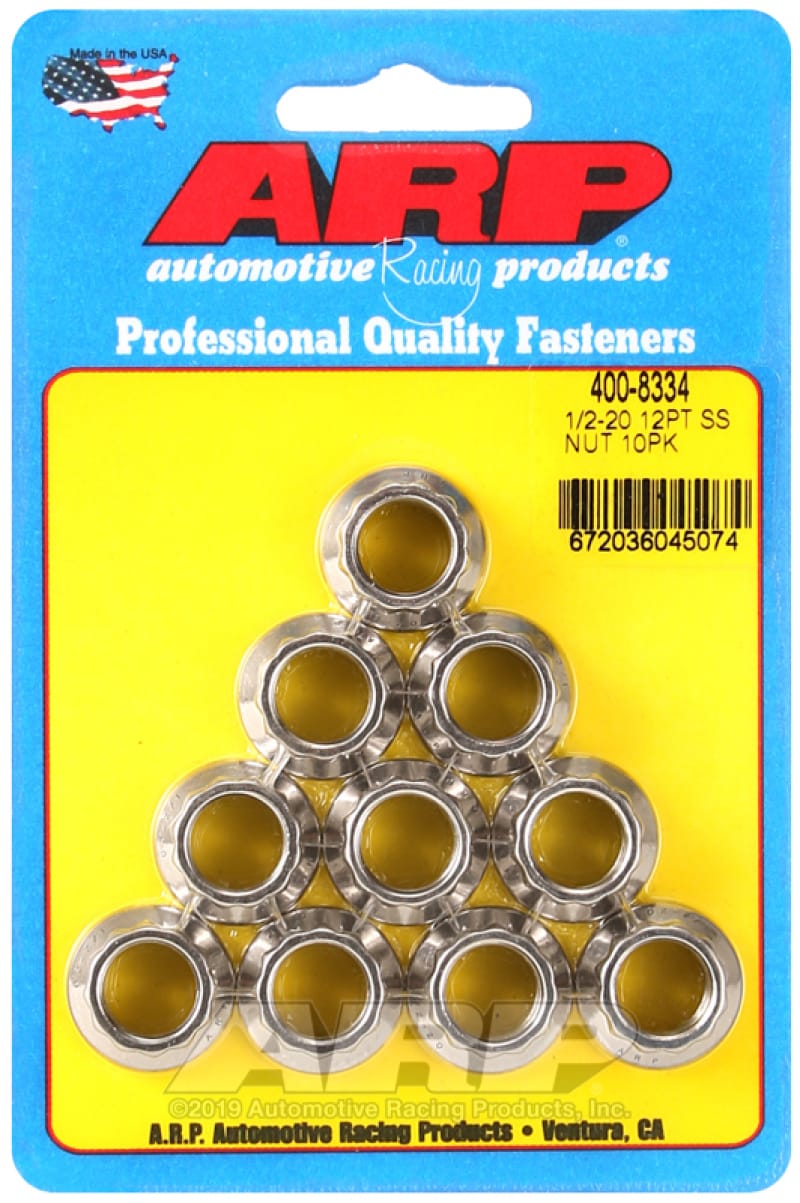 ARP — ARP 1/2in x 20 SS 12pt Nut Kit (10/pkg)
