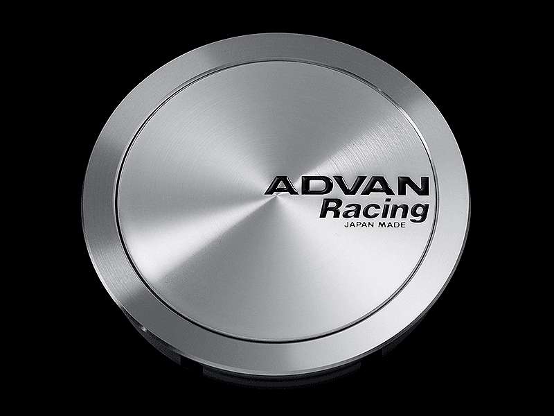 Advan — Advan 63mm Full Flat Center Cap - Platinum Silver w/ Black Letters
