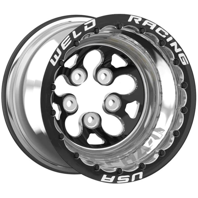 Weld — Weld Alpha Pro 15x13 / 5x4.75 BP / 1in BS Black Wheel - Polished Shell Double Beadlock MT