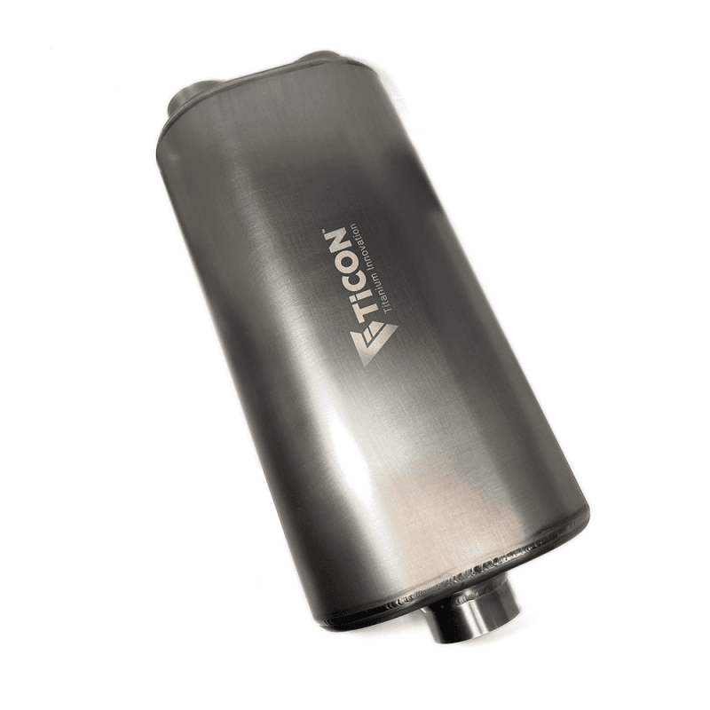 Ticon — Ticon Industries 17in Overall Length 2.5in Oval Titanium Muffler - 2.5in Center In/Dual Outlet