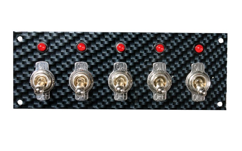 Moroso — Moroso Toggle Switch Panel - Dash Mount - 2in x 5.5in - Grey/Black Fiber Design