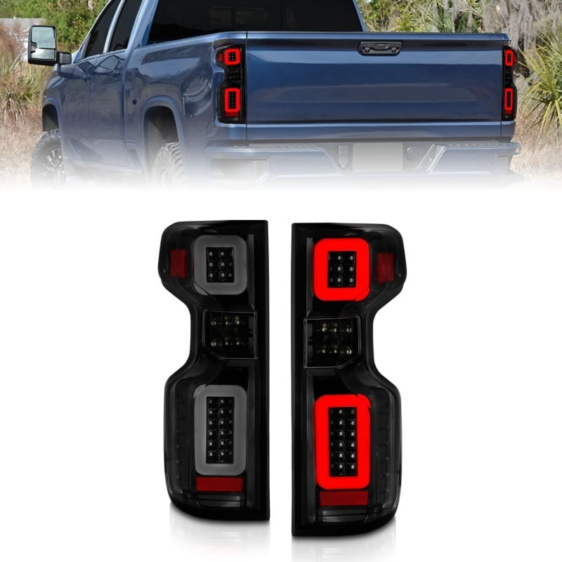 ANZO — ANZO 19-21 Chevy Silverado Work Truck Full LED Taillights Blk Housing Smoke Lens G2 (w/C light Bars)