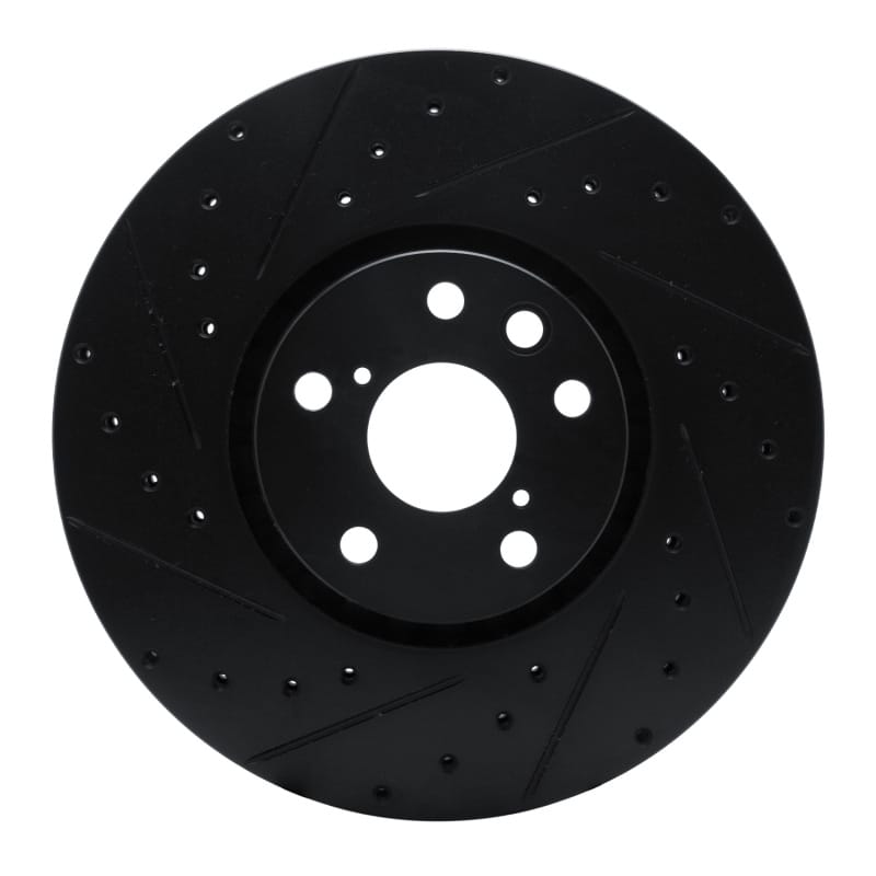 R1 Concepts — R1 06-20 Lexus GS350 Left Front Drilled & Slotted Black Brake Rotor