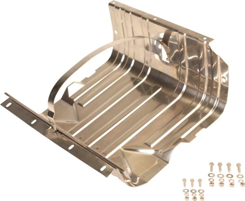 Kentrol — Kentrol 76-90 Jeep CJ/Wrangler YJ Gas Tank Skid Plate with strap - Polished Silver