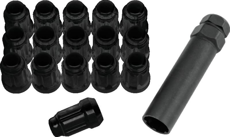 QuadBoss — Lug Nuts, Splined, 12 in. x 1.25 mm., 12 mm., Black