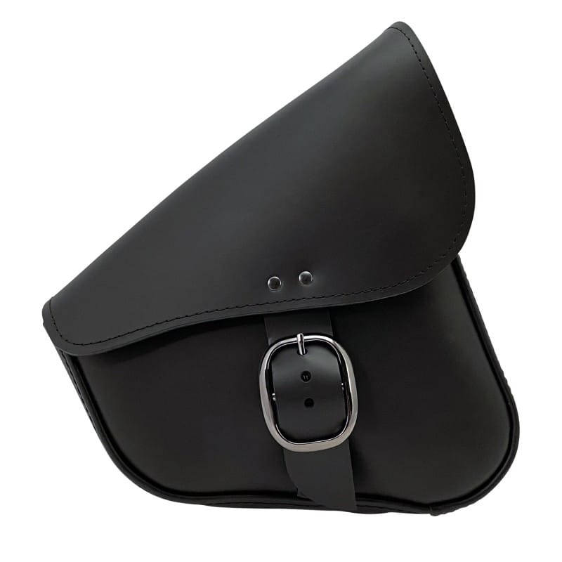 Willie & Max — Willie & Max HD Sportsters, Custom Hard Tails Leather Swingarm Bag Dual Shock w/Blk Buckle - Black
