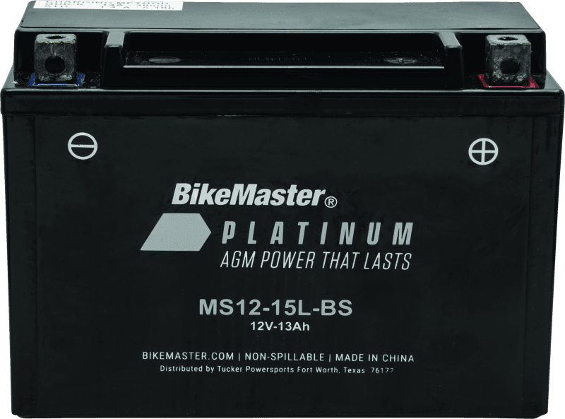BikeMaster — MS12-15L-BS Battery, 12V Battery, 175mm L x 87mm W x 130mm H, 180 CCA