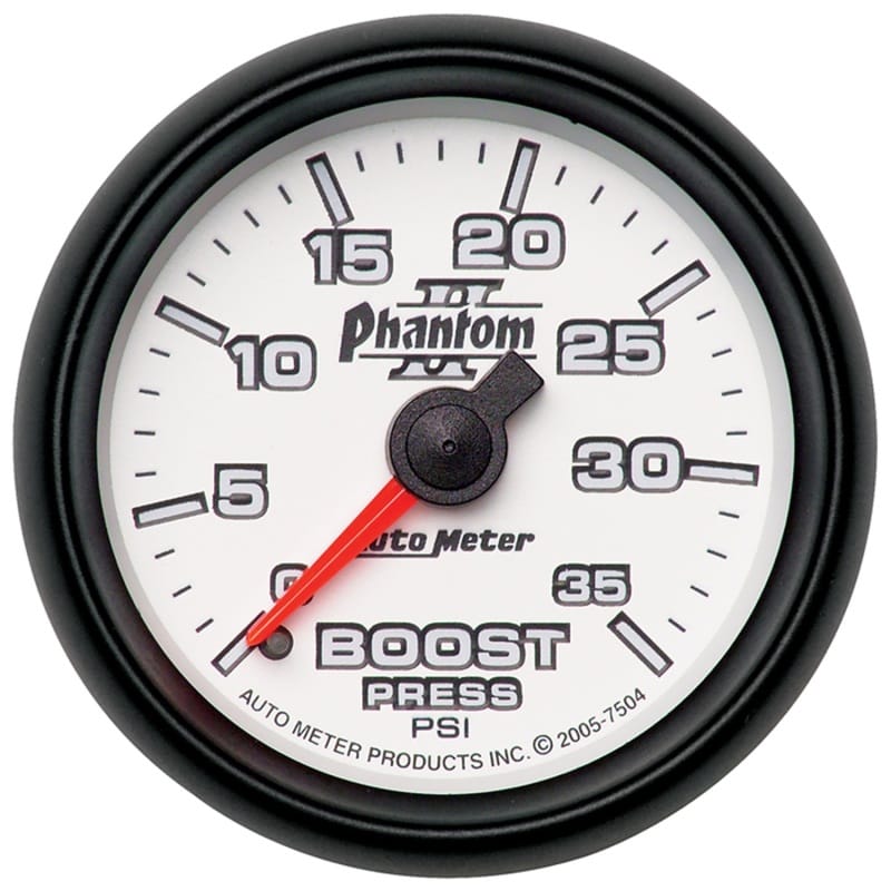 AutoMeter — Autometer Phantom II 52.4mm Mechanical 0-35 PSI Boost Gauge
2-1/16" BOOST, 0-35