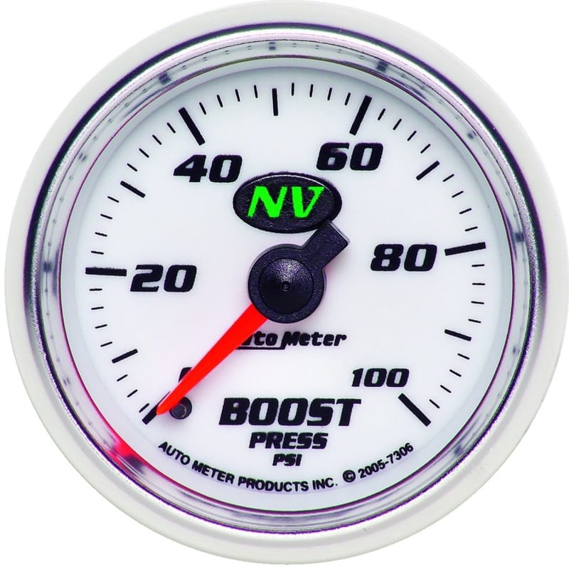 AutoMeter — Autometer NV 52mm 0-100 PSI Boost Mechanical Gauge
2-1/16" BOOST, 0-100