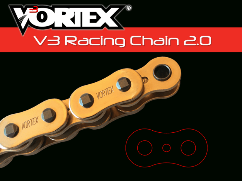 Vortex Racing — Vortex Racing V3 2.0 Chain 520RX3-114- Gold