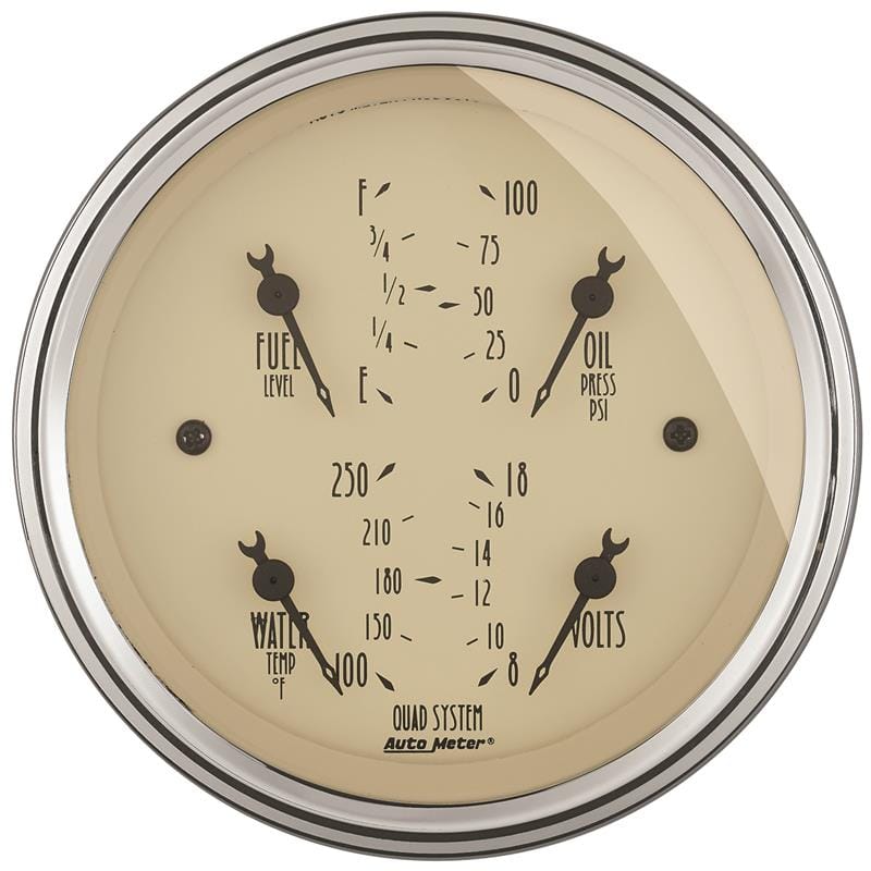 AutoMeter — GAUGE, QUAD, 3 3/8", 240OE-33OF, ELEC, ANTIQUE BEIGE
