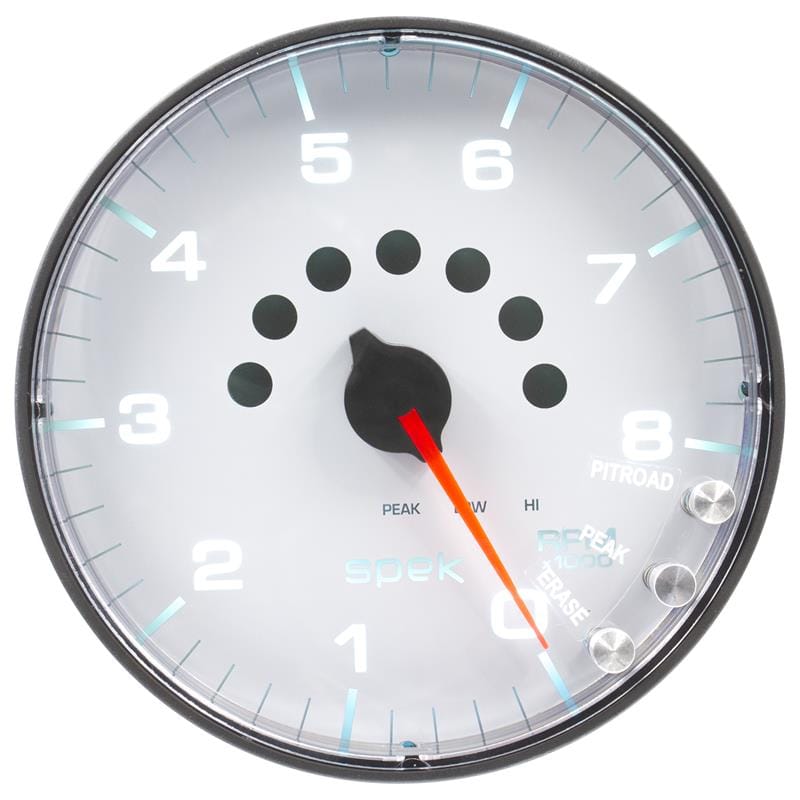 AutoMeter — Autometer Spek-Pro Gauge Tachometer 5in 8K Rpm W/Shift Light & Peak Mem White/Black
GA 5" 8KRPM WFB SPEK