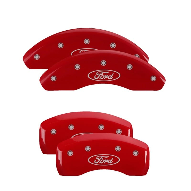 MGP — MGP 4 Caliper Covers Engraved Front & Rear Oval logo/Ford Red finish silver ch
Caliper Covers