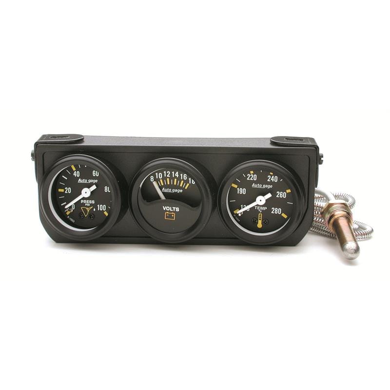 AutoMeter — Autometer Auto Gauge Console Oil Pressure / WTMP / Volt. 1.5in 100 psi 280 Deg. 18V Mechanical BK
3 GA PNL OP/V/WT M