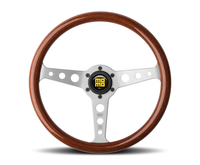 MOMO — Momo Indy Steering Wheel 350 mm - Mahogany Wood/Brushed Spokes